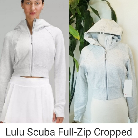 Lululemon Scuba Full-Zip Cropped Hoodie Sweatshirt NWT Grey Activewear Casual